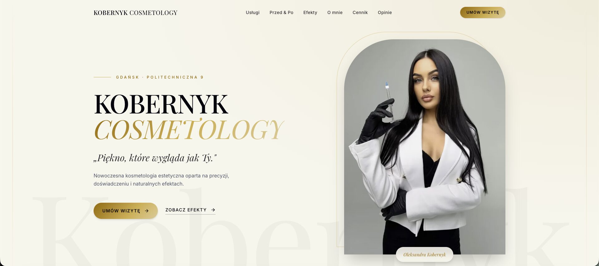 Fragment projektu Kobernyk Cosmetology